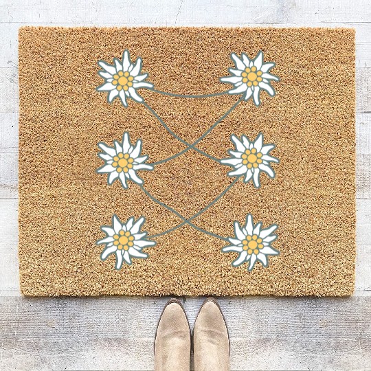 White Alps Edelweiss Flower Mountain Hiking Flower Coir Doormats