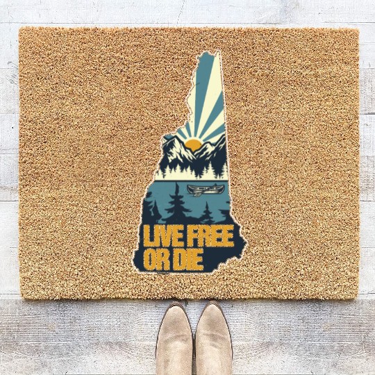 Live Free or Die Retro New Hampshire Nature Coir Doormats