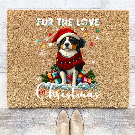 Australian Shepherd Christmas Tree Decorations Dog Coir Doormats