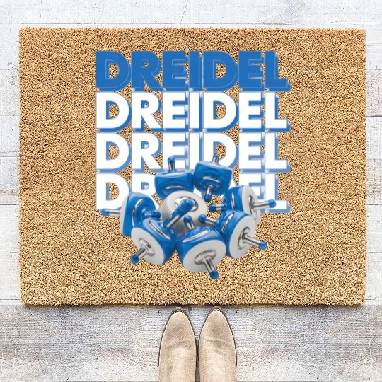 Spinning Dreidels Hanukkah Fun Coir Doormats