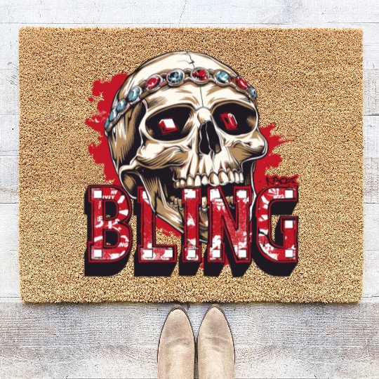 Diamond and Ruby Bling Skull Coir Doormats