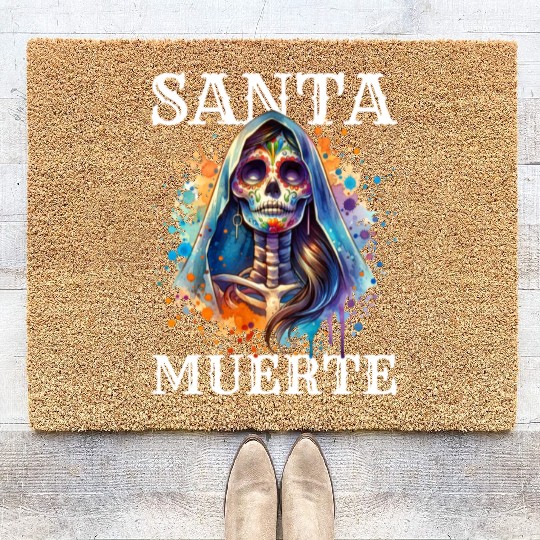 Santa Muerte for Karnival, Halloween and Día de Coir Doormats
