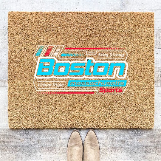 Stay Strong Boston Massachusetts Design Modern Coir Doormats