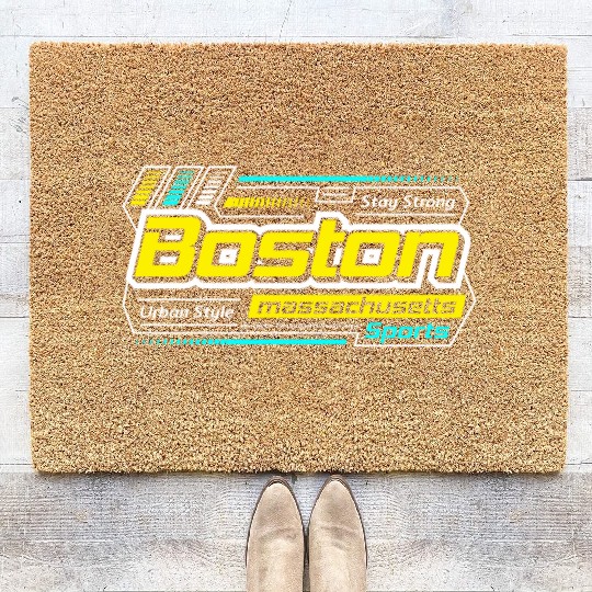 Stay Strong Boston Massachusetts City Yellow Coir Doormats
