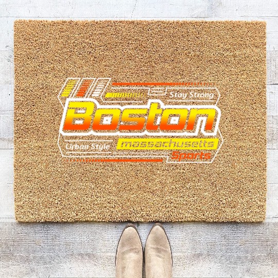 Stay Strong Boston Massachusetts Design Modern Coir Doormats