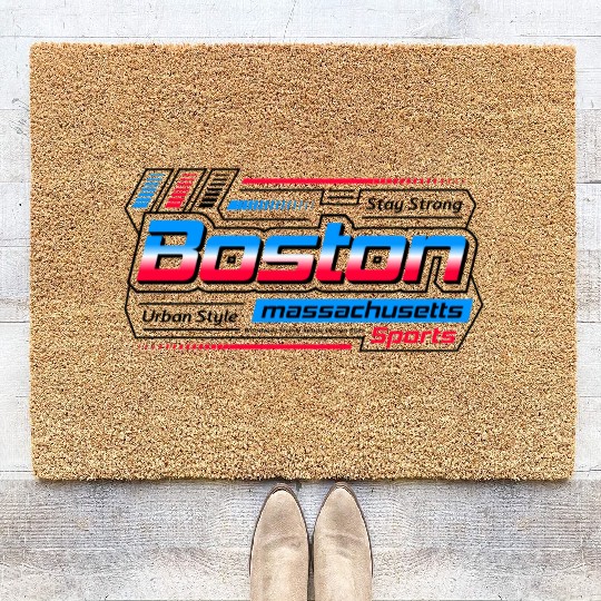 Stay Strong Boston Massachusetts City Sports Coir Doormats