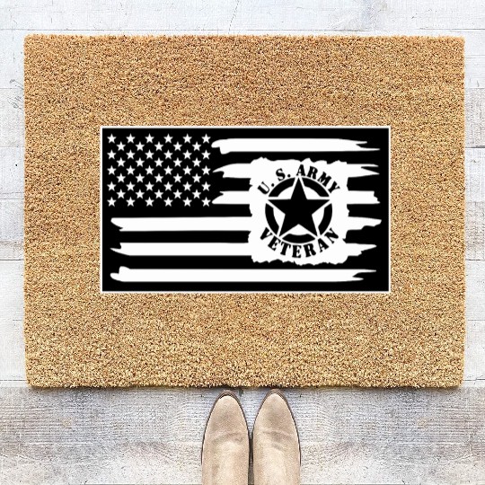 Army Veteran Flag LIKE US ON FB #USAPatriotGraphic Coir Doormats