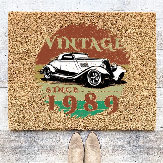 35th birthday Classic Car - Vintage since 1989 Coir Doormats