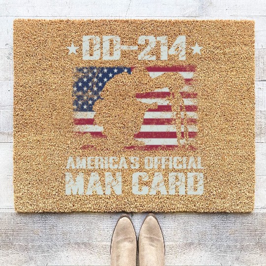 DD-214 America's Official Man Card Veteran Pride Coir Doormats