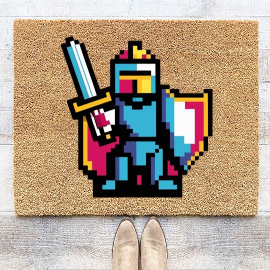 knight pixel art Coir Doormats