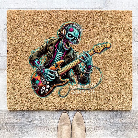 Zombie Rock Star Music Lover Undead Guitarist Coir Doormats