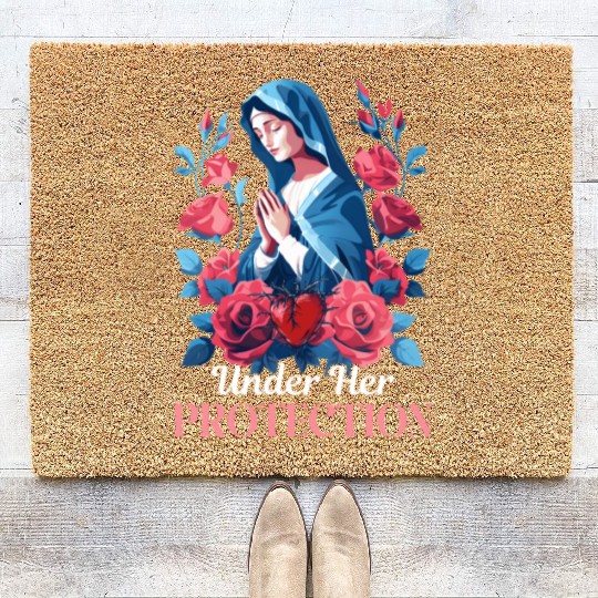 Virgin Mary Under Her Protection Coir Doormats
