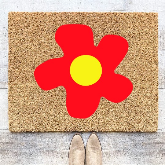 Red Beautiful Flower Spring Summer Nature Flowers Coir Doormats