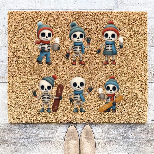 Kawaii Skeleton Winter Collection | Cute Merch Coir Doormats