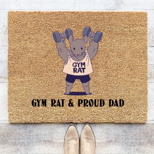 Gym Rat Proud Dad Weightlifting Coir Doormats