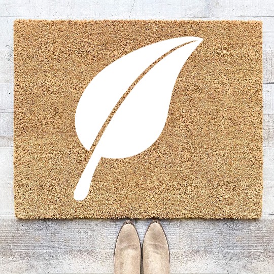 White Beautiful Leaf Eco Spring Summer Cool Nature Coir Doormats