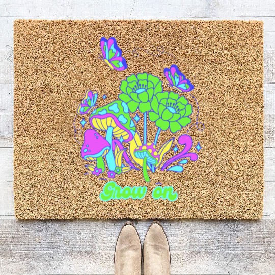 Grow on Psychedelic Green Coir Doormats
