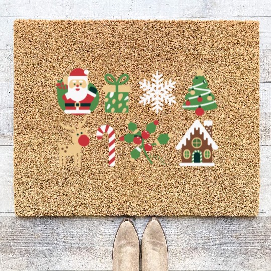 Christmas Icons Santa Tree Reindeer Festive Family Coir Doormats