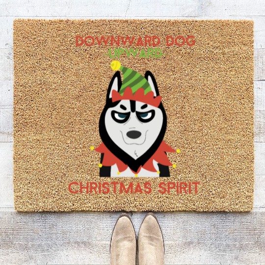Downward Dog, Upward Christmas Spirit Coir Doormats