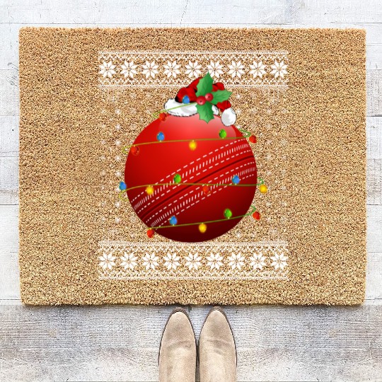 Cricket Player Ugly Christmas Coir Doormats