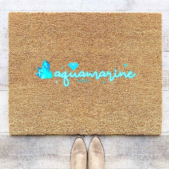 Aquamarine gemstone jewel Coir Doormats