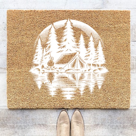 Peace And Nature Camping Campfire Scene In The Coir Doormats