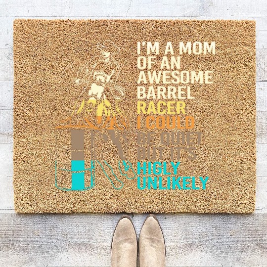 Funny Horseback Riding Cowgirl Barrel Racing Mom Coir Doormats
