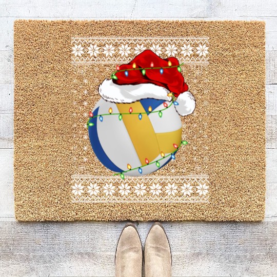 Volleyball Player Ugly Christmas Coir Doormats