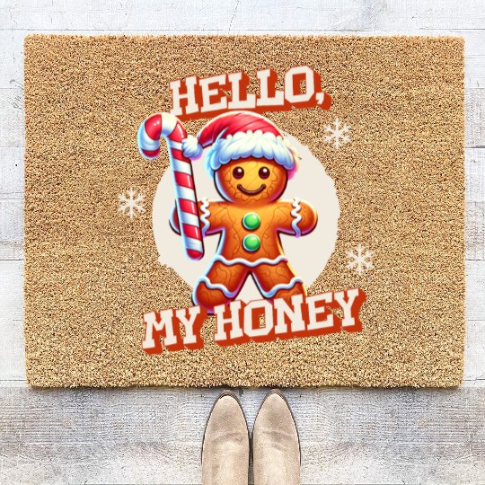 Gingerbread Man - Hello, My Honey! Coir Doormats