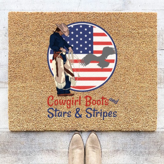 Cowgirl Boots and Stars & Stripes Coir Doormats