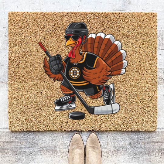 thanksgiving turkey hockey player Coir Doormats