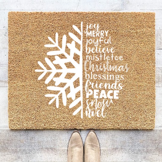 Christmas Snowflake with Joyful Words Coir Doormats