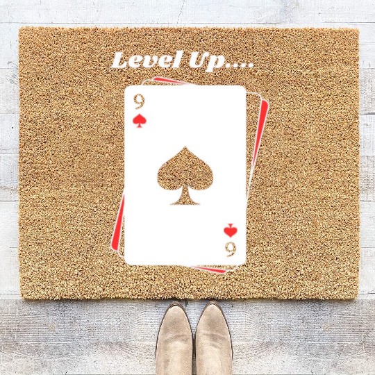 BLACK Men Coir Doormats For Game Card lovers - LEVEL UP