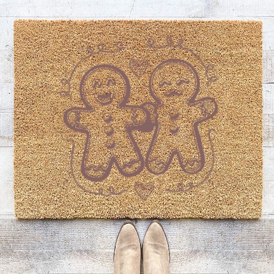 Loveable Gingerbread Couple Coir Doormats