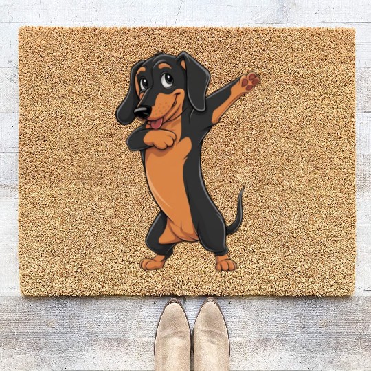 Dabbing dance post Dachshund dog lovers pet love Coir Doormats