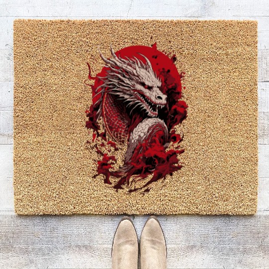 Japanese Dragon, Ghostly Coir Doormats