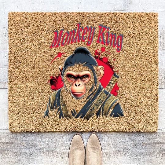 Monkey King Warrior – Bold Samurai Ape Artwork Coir Doormats