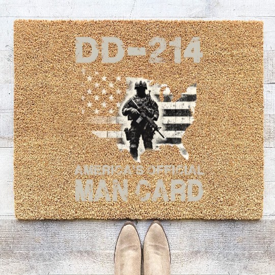 DD 214 America s Official Man Card Coir Doormats