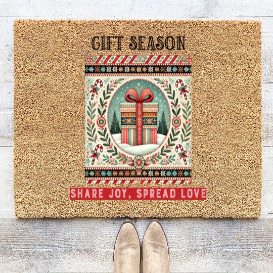 Gift Season, Share Joy, Spread Love Holiday Design Coir Doormats