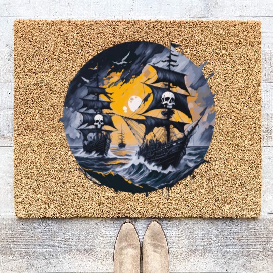 Pirate Boat, Pirates, Captain, Sailing Ship, Coir Doormats