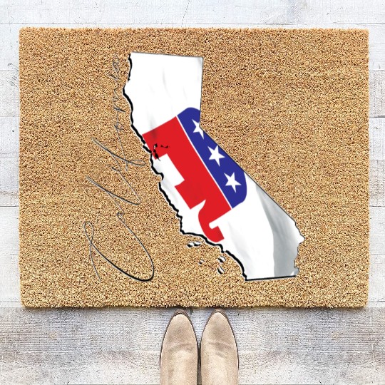 Republican Flag in California State Map CA Coir Doormats