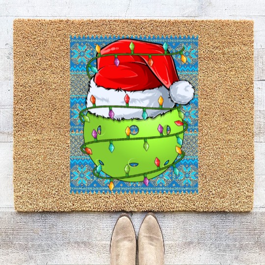 Pickleball Christmas Lights Coir Doormats