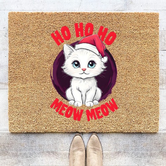 Ho Ho Ho, Meow Meow: Cute Christmas Cat Coir Doormats