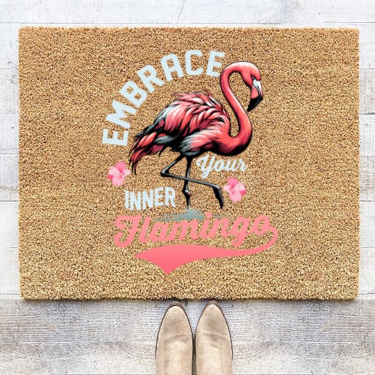 Embrace Your Inner Flamingo Pink Bird Cute Coir Doormats