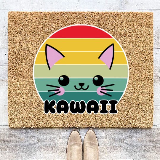 Kawaii Cat Face, Cat Lovers Coir Doormats