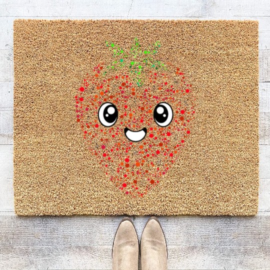 Strawberry From Happy Bubbles And Circles Coir Doormats