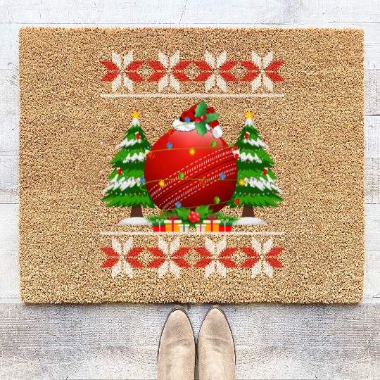 Cricket Ball Christmas Coir Doormats