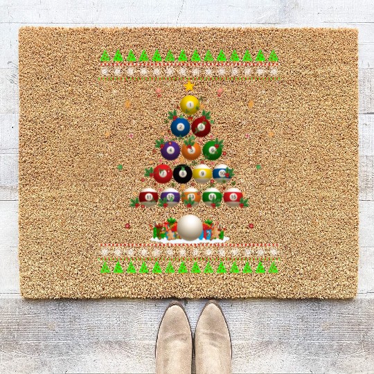 Billiard Ball Christmas Tree Coir Doormats