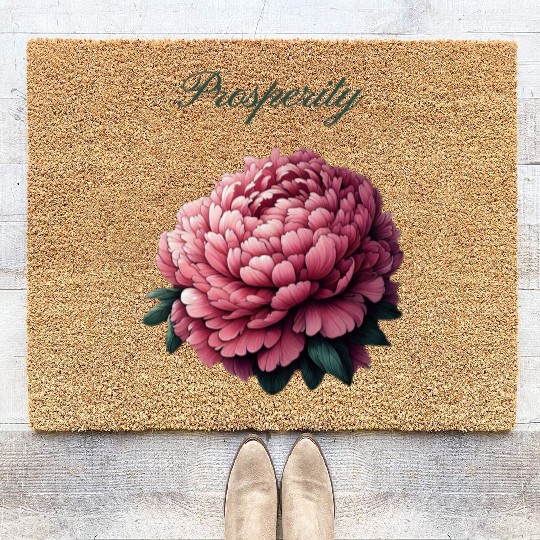 Peony of Prosperity: A Symbol of Wealth Coir Doormats