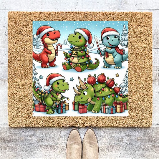 Dinosaurus Christmas , gifts Coir Doormats